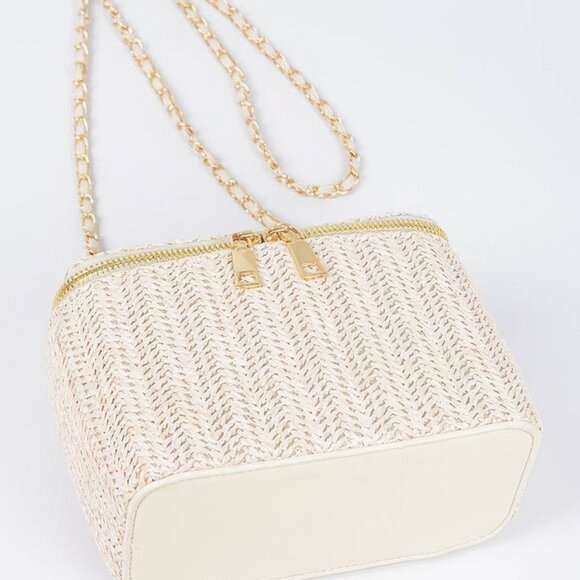 Faux Straw Cosmetic Case Bag - Picture 5 of 6